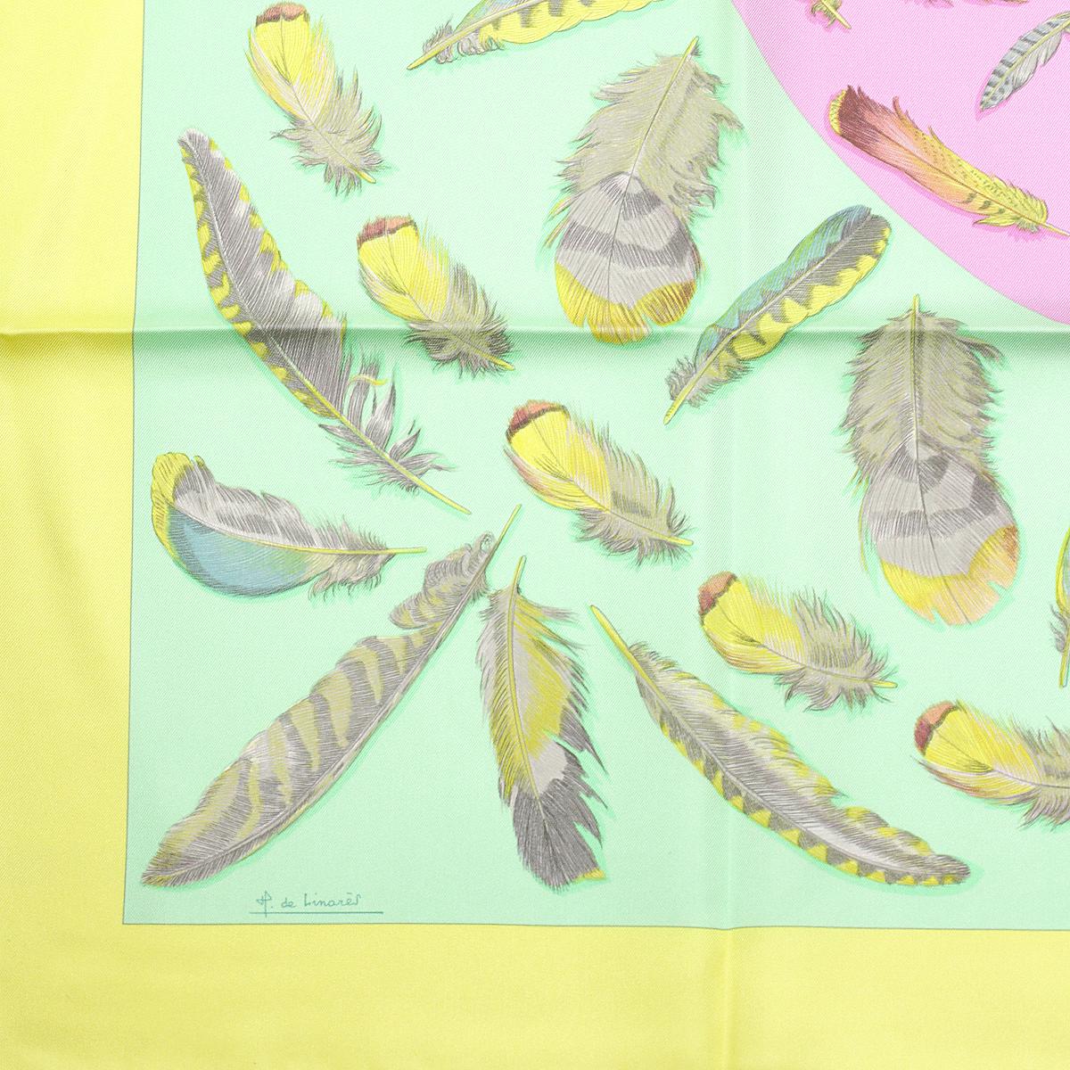 Hermes Scarf "Plumes II" by Henri de Linares 90cm Silk | Carre Foulard