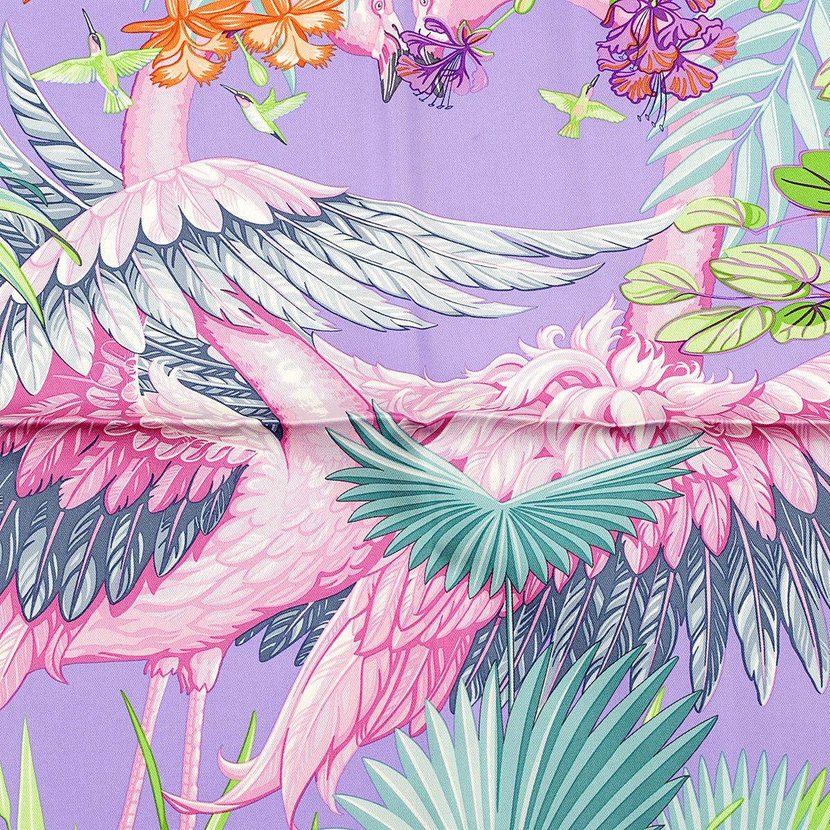 Hermes Scarf "Flamingo Party" by Laurence Bourthoumieux 90cm Silk | Carre Foulard