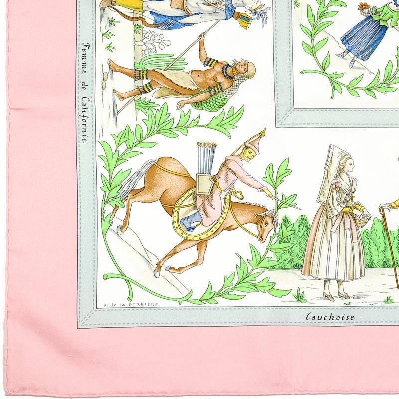 Hermes Scarf "Costumes Civils Actuels" by Françoise De La Perriere 90cm Silk | Carre Foulard