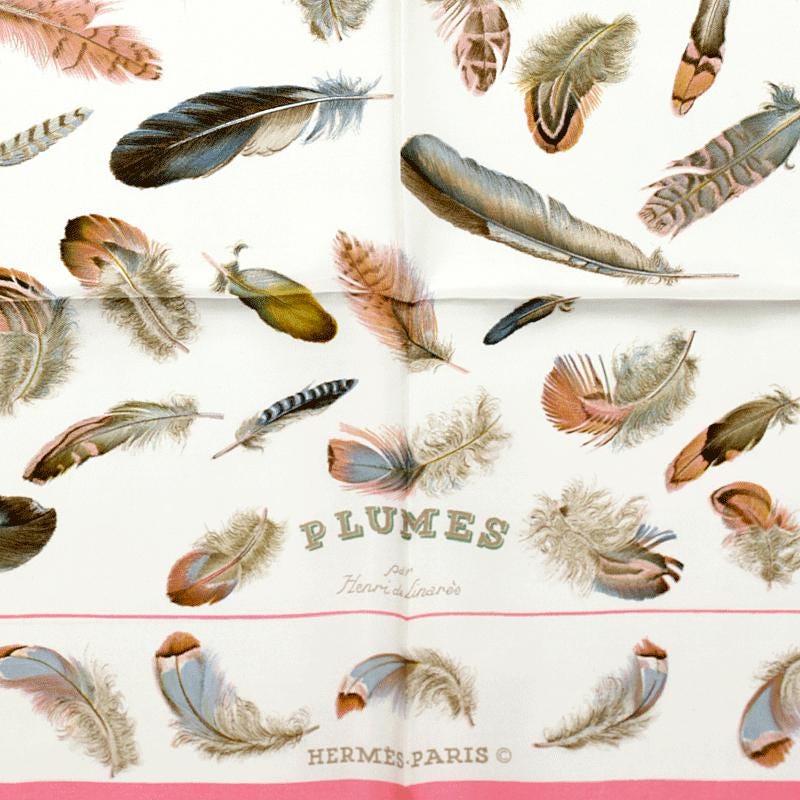 Hermes Scarf "Plumes" by Henri de Linares 90cm Silk | Carre Foulard