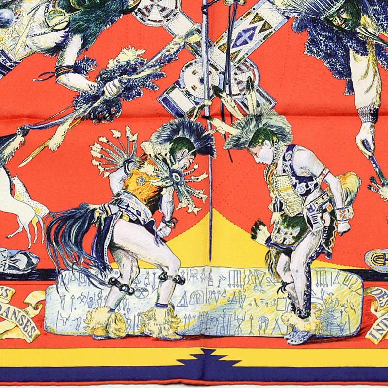 Hermes Scarf "Les Danses des Indiens" by Kermit Oliver 90cm Silk | Carre Foulard