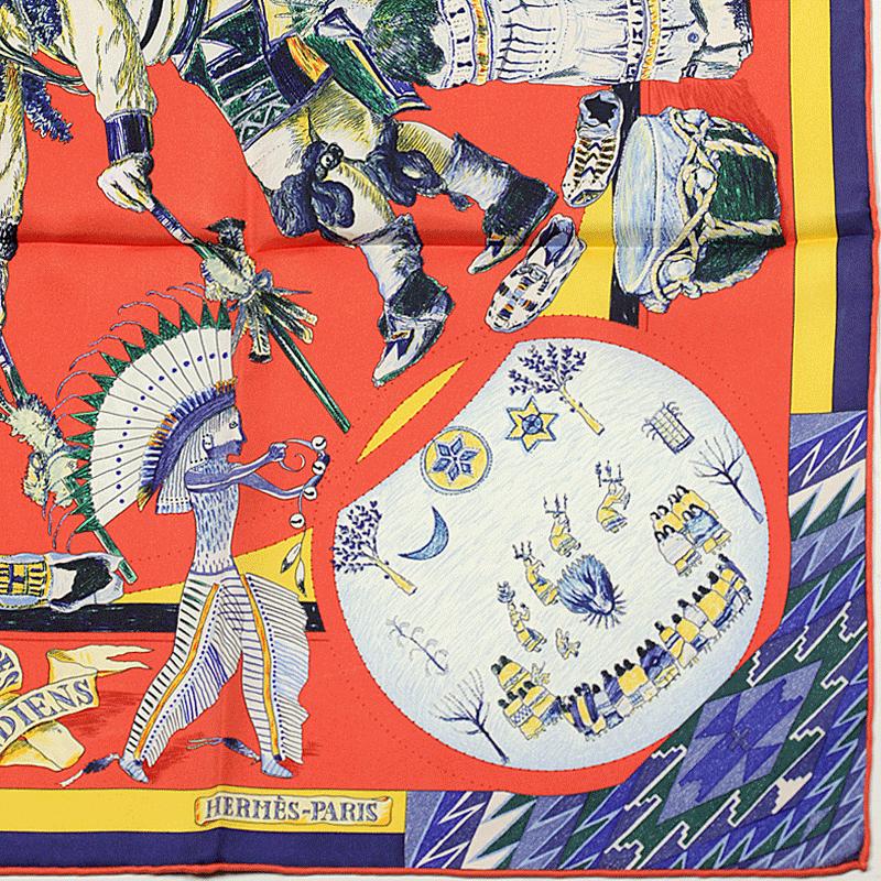 Hermes Scarf "Les Danses des Indiens" by Kermit Oliver 90cm Silk | Carre Foulard