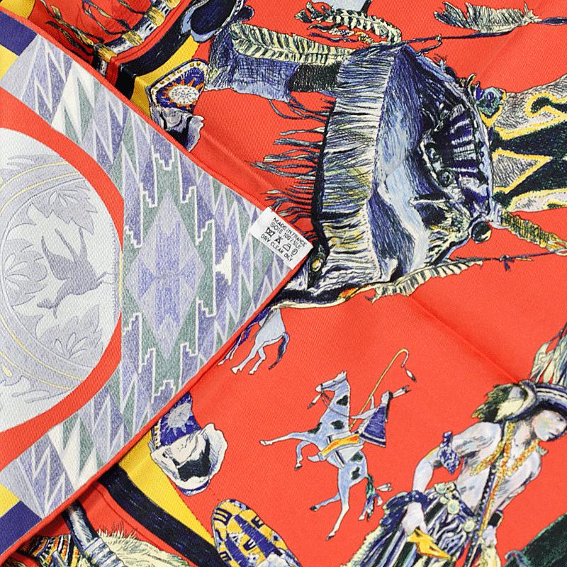 Hermes Scarf "Les Danses des Indiens" by Kermit Oliver 90cm Silk | Carre Foulard