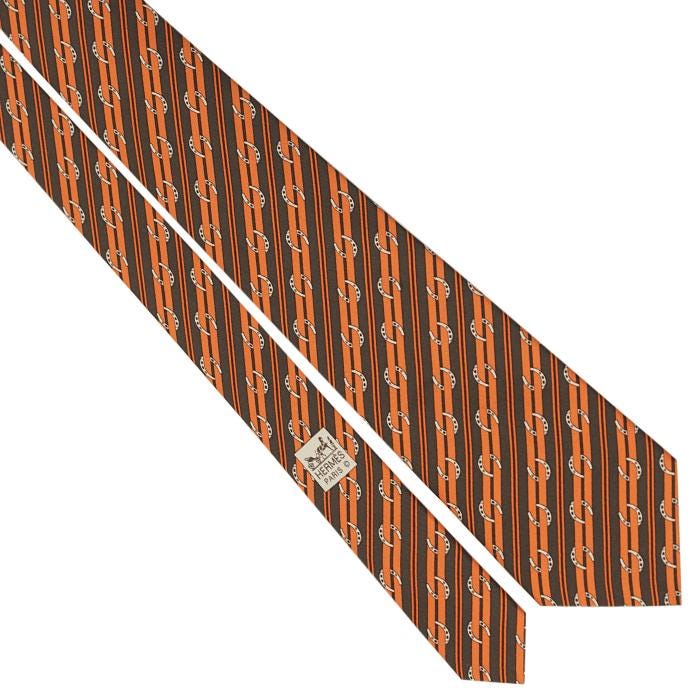 Hermes Men's Silk Tie Horseshoe Stripes Pattern 5276 | Necktie Cravate