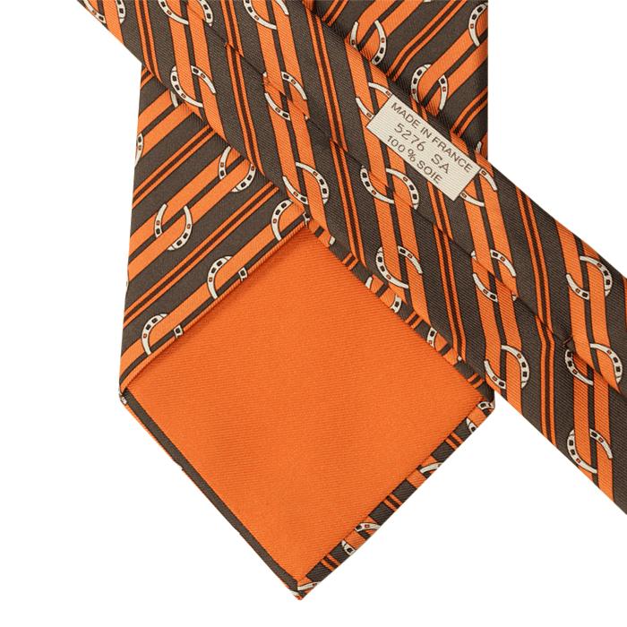 Hermes Men's Silk Tie Horseshoe Stripes Pattern 5276 | Necktie Cravate