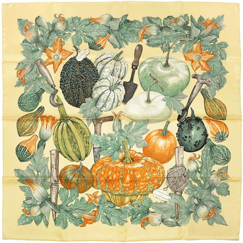 Hermes Scarf "Citrouilles et Coloquintes" by Valerie Dawlat Dumoulin 90cm Silk | Carre Foulard