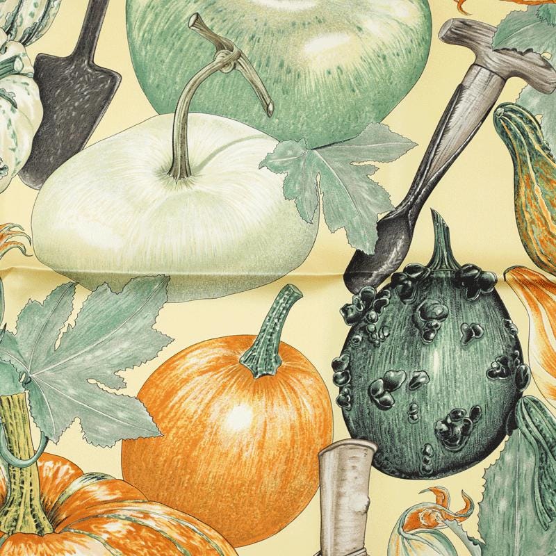 Hermes Scarf "Citrouilles et Coloquintes" by Valerie Dawlat Dumoulin 90cm Silk | Carre Foulard