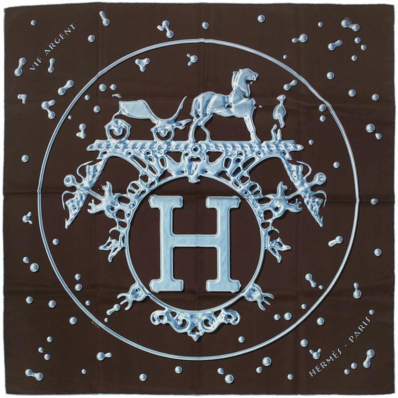 Hermes Scarf "Vif Argent" by Dimitri Rybaltchenko 90cm Silk | Carre Foulard