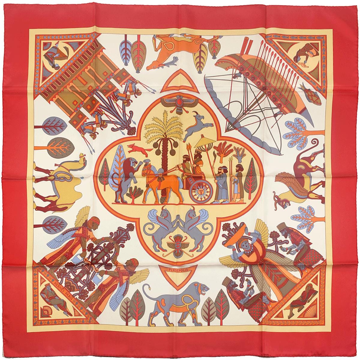 Hermes Scarf "Persepolis" by Sophie Koechlin 90cm Silk | Carre Foulard