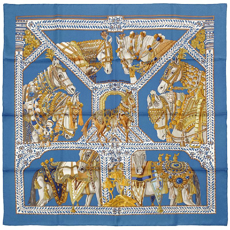 Hermes Scarf "Danse du Cheval Marwari" by Annie Faivre 90cm Silk | Carre Foulard