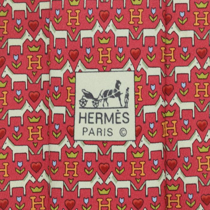 Hermes Men's Silk Tie Classic Horses <3 H Pattern 7931