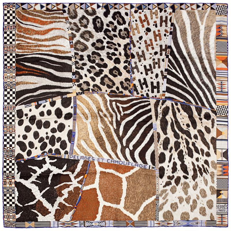 Hermes Scarf "Pelages et Camouflage" by Aline Honore 90cm Silk | Carre Foulard