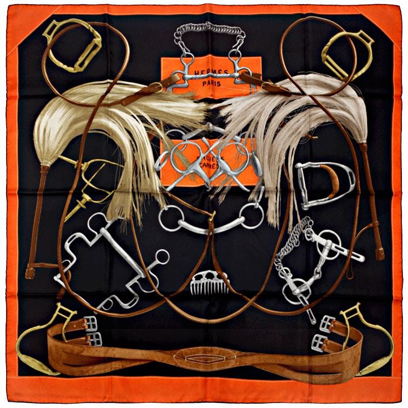 Hermes Scarf "Projets Carres" by Henri d'Origny 90cm Silk | Carre Foulard