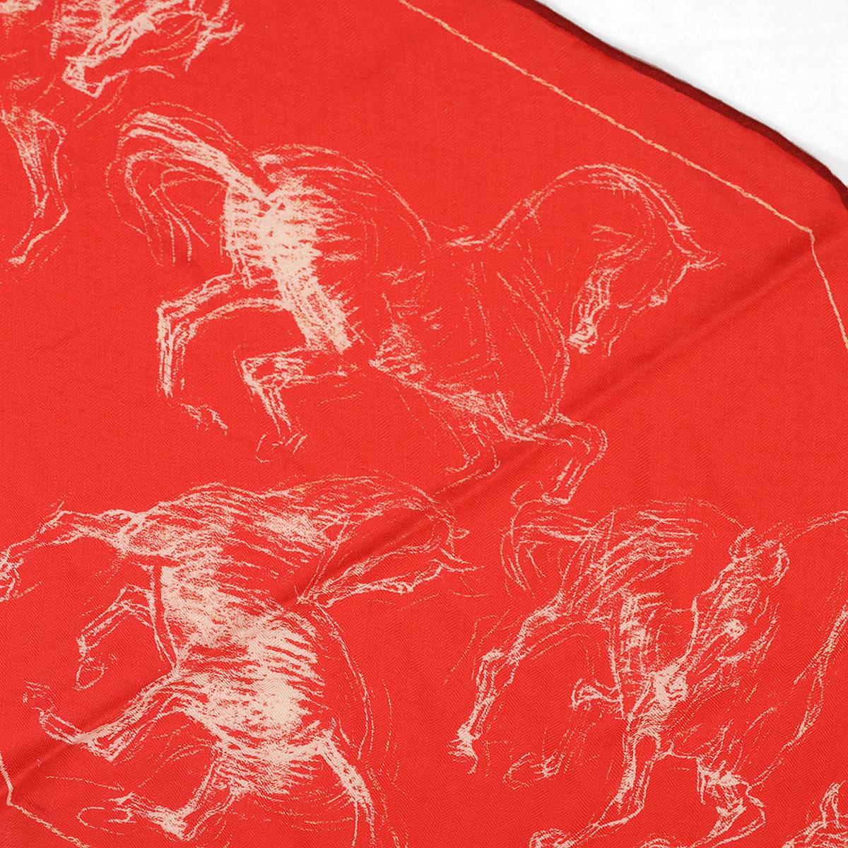 Hermes Scarf "Pirouette au Galop" by Jean-Louis Sauvat Losange 50cm x 120cm Cashmere | Carre Foulard