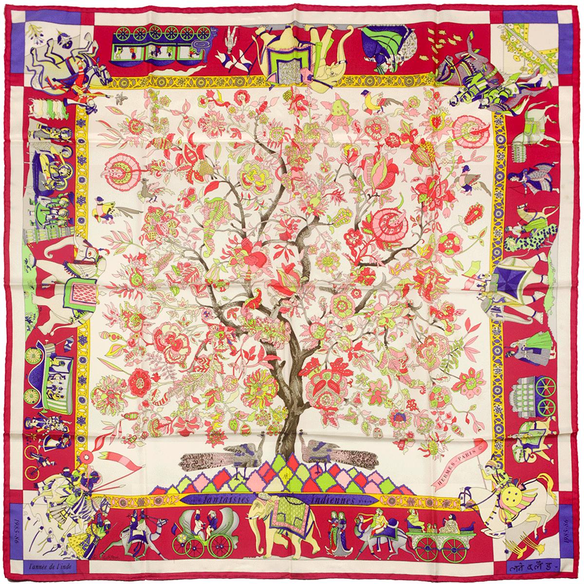 Hermes Scarf "Fantaisies Indiennes" by Loïc Dubigeon 90cm Silk | Carre Foulard