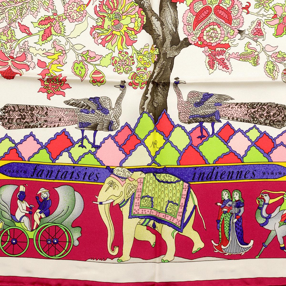 Hermes Scarf "Fantaisies Indiennes" by Loïc Dubigeon 90cm Silk | Carre Foulard