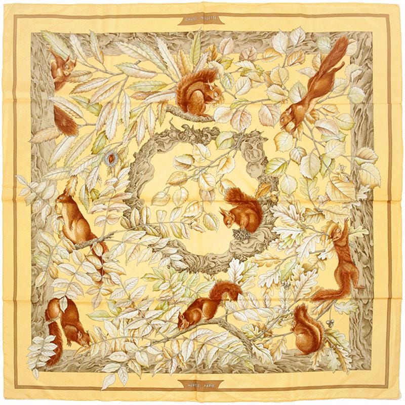 Hermes Scarf "Casse Noisette" by Antoine De Jacquelot Vintage 90cm Silk