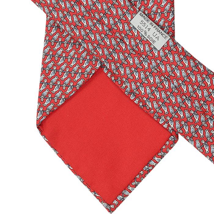 Hermes Men's Silk Tie Bird on a Wire Pattern 5514 | Necktie Cravate