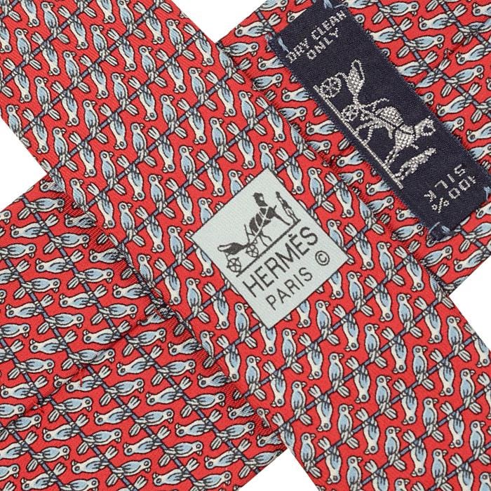 Hermes Men's Silk Tie Bird on a Wire Pattern 5514 | Necktie Cravate