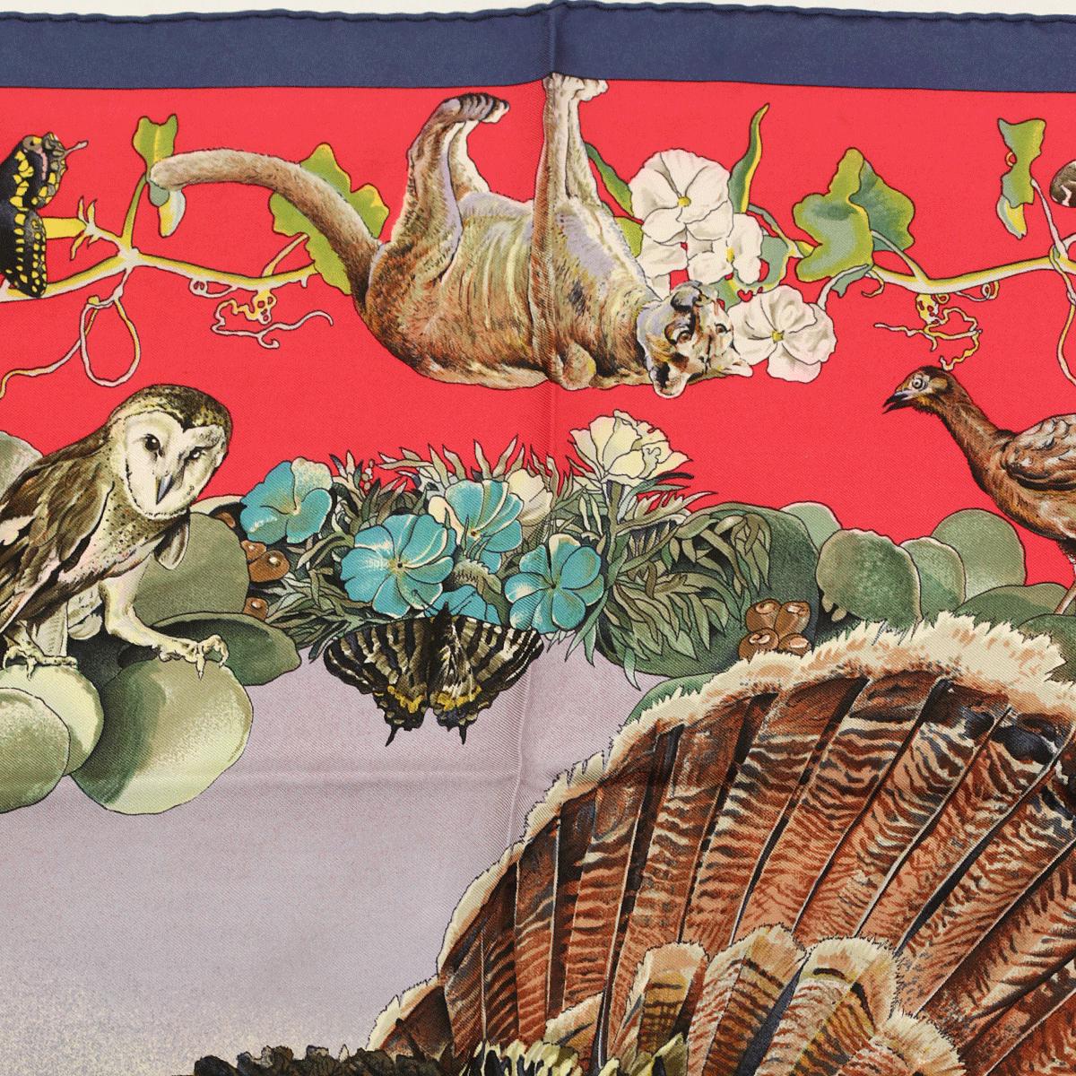 Hermes Scarf "Faune et Flora du Texas" by Kermit Oliver 90cm Silk | GRAIL Carre Foulard