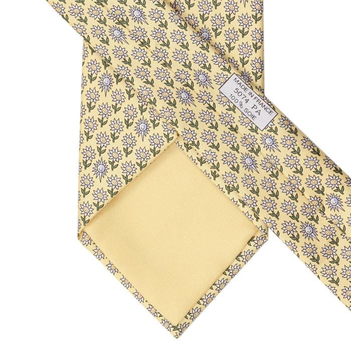 Hermes Men's Silk Tie Whimsical Sunflowers Pattern 5074 | Necktie Cravate