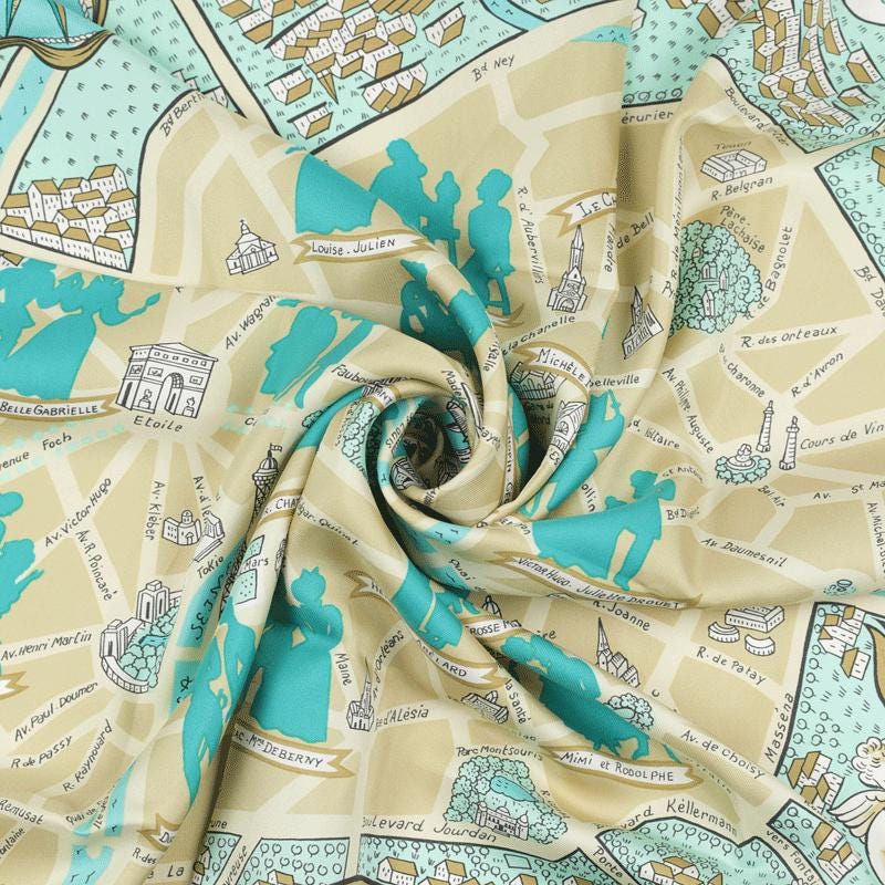 Hermes Scarf "Les Amoureux de Paris" by Maurice Tranchant 90cm Silk | Foulard Carre