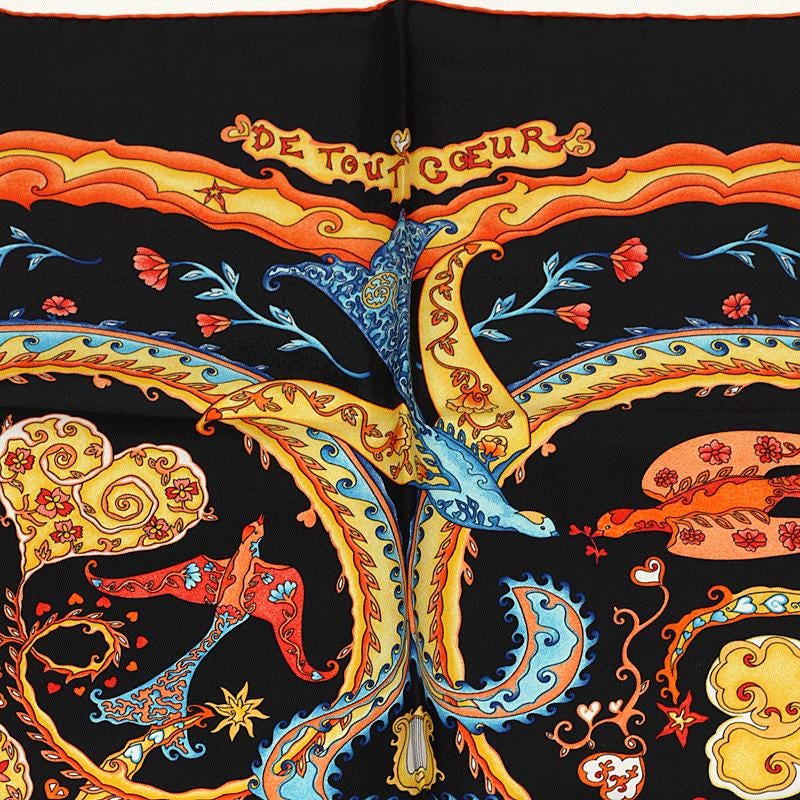 Hermes Scarf "De Tout Coeur" by Zoe Pauwels 90cm Silk | Carre Foulard