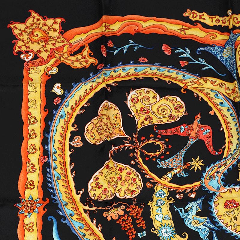 Hermes Scarf "De Tout Coeur" by Zoe Pauwels 90cm Silk | Carre Foulard