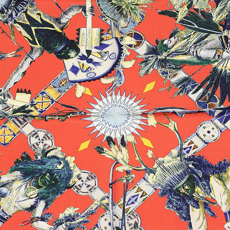 Hermes Scarf "Les Danses des Indiens" by Kermit Oliver 90cm Silk | Carre Foulard