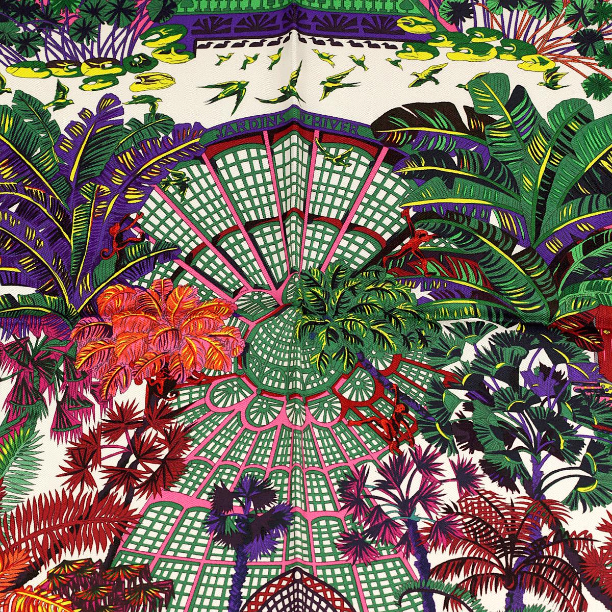 Hermes Scarf "Jardins d'Hiver" by Annie Faivre 90cm Silk | Carre Foulard