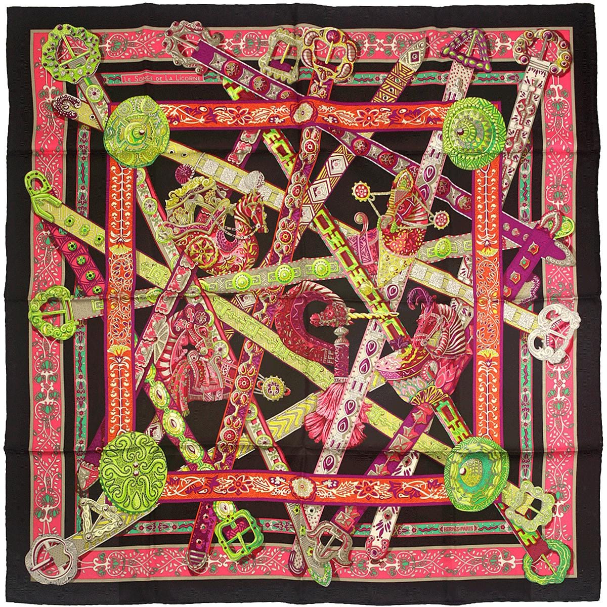 Hermes Scarf "Songe de la Licorne" by Annie Faivre 90cm Silk