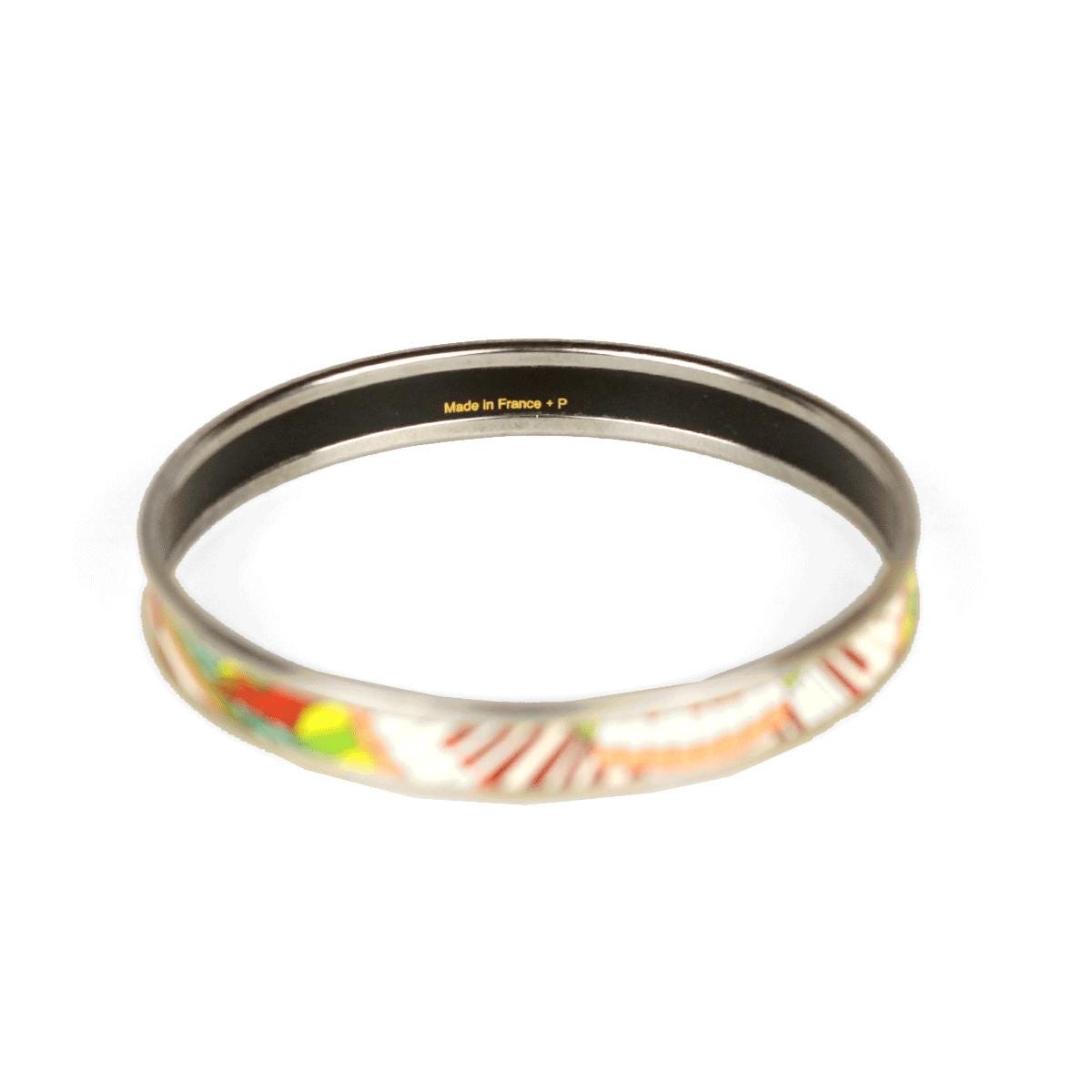 Hermes Bracelet Enamel Palladium Silver 65 Narrow | Bangle SHW