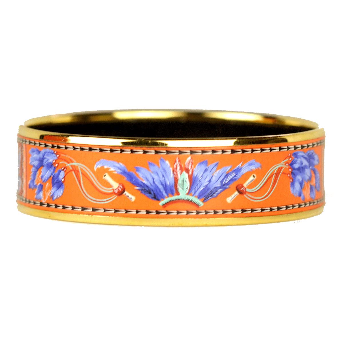 Hermes Bracelet 65 Wide Gold Enamel Brazil | Bangle GHW