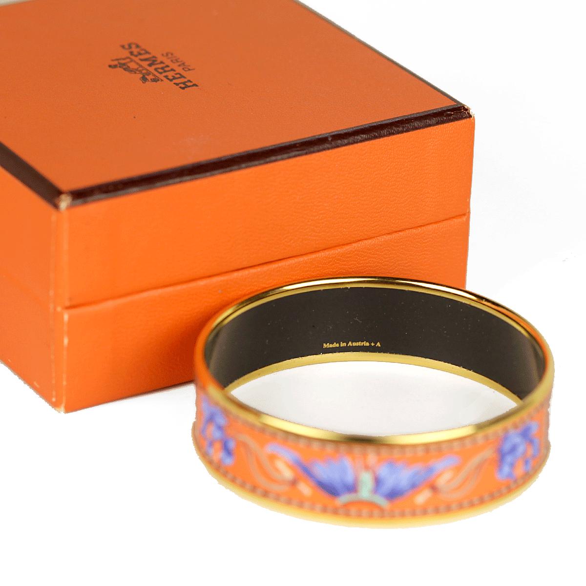 Hermes Bracelet 65 Wide Gold Enamel Brazil | Bangle GHW