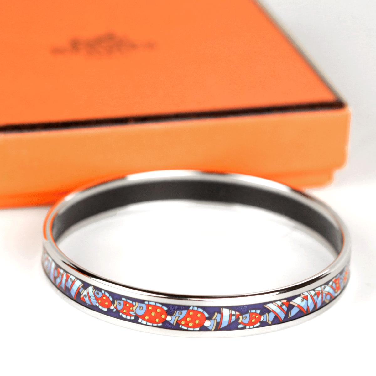 Hermes Bracelet Enamel Palladium Silver 65 Narrow Rencontre