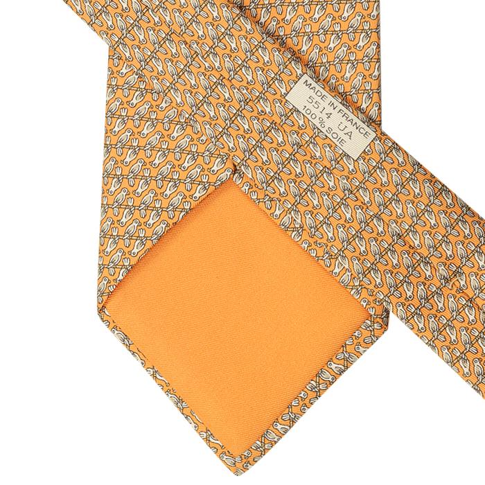 Hermes Men's Silk Tie Bird on a Wire Pattern 5514 | Necktie Cravate