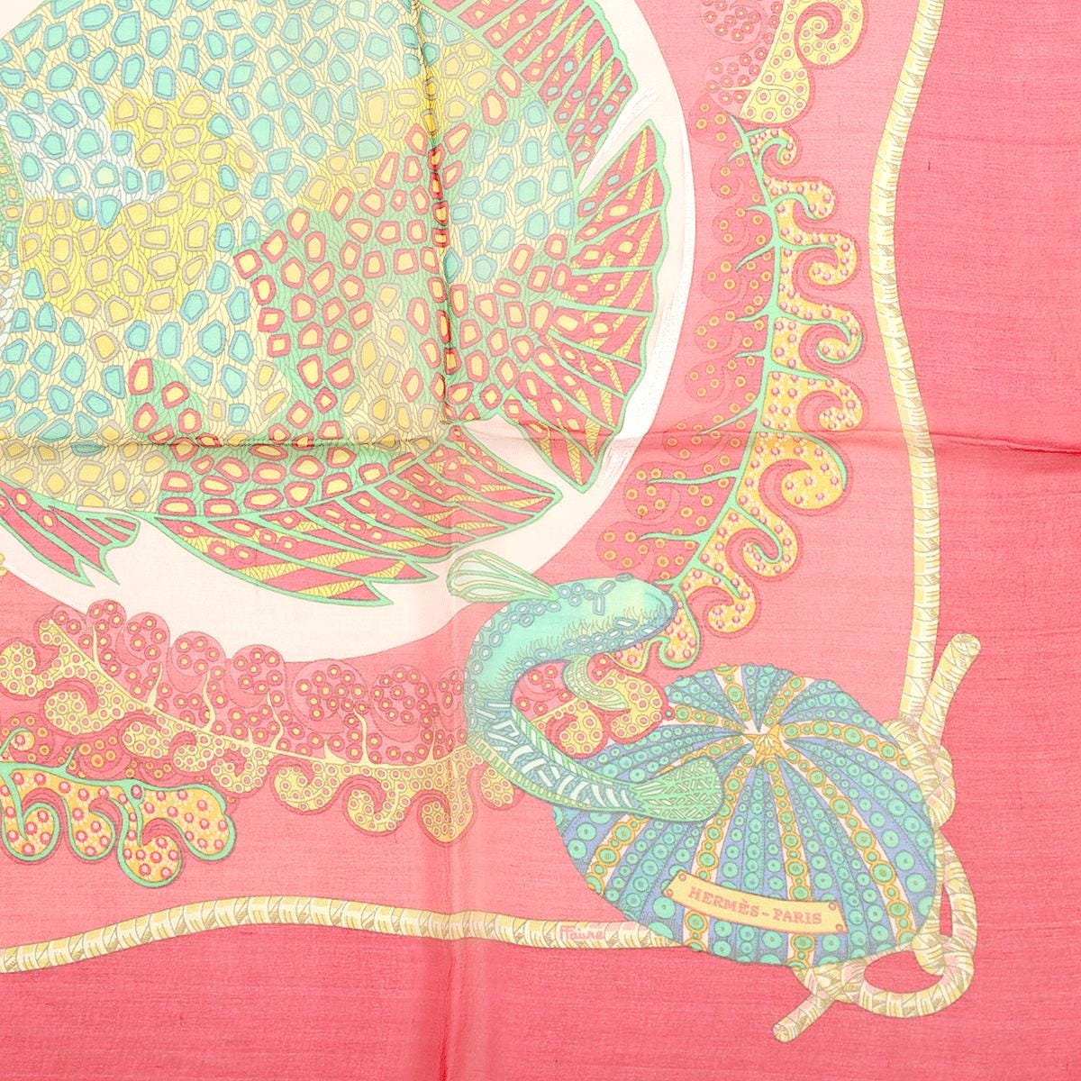 Hermes Scarf Mousseline "Grands Fonds" by Annie Faivre 90cm Silk | Carre Foulard Chiffon