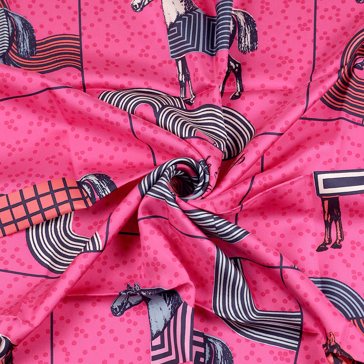 Hermes Silk Scarf 45 Garde Robe Pop Noir and Rose | Mightychic