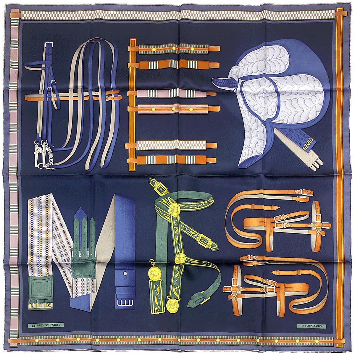 Hermes Scarf "Lettres Equestres" 90cm Silk | Carre Foulard