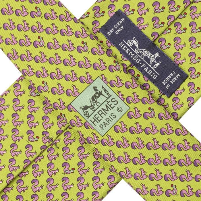 Hermes Men's Silk Tie Whimsical Squirrels Pattern 605720 | Necktie Cravate