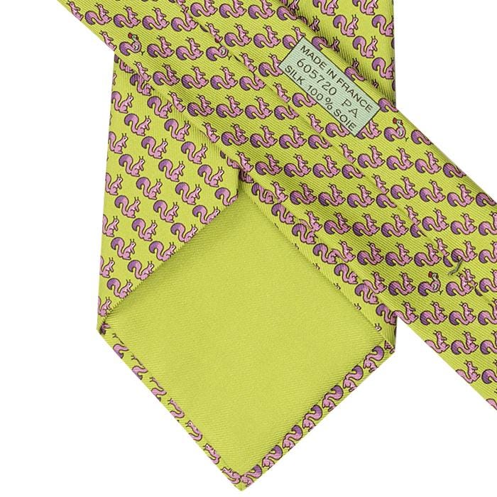 Hermes Men's Silk Tie Whimsical Squirrels Pattern 605720 | Necktie Cravate