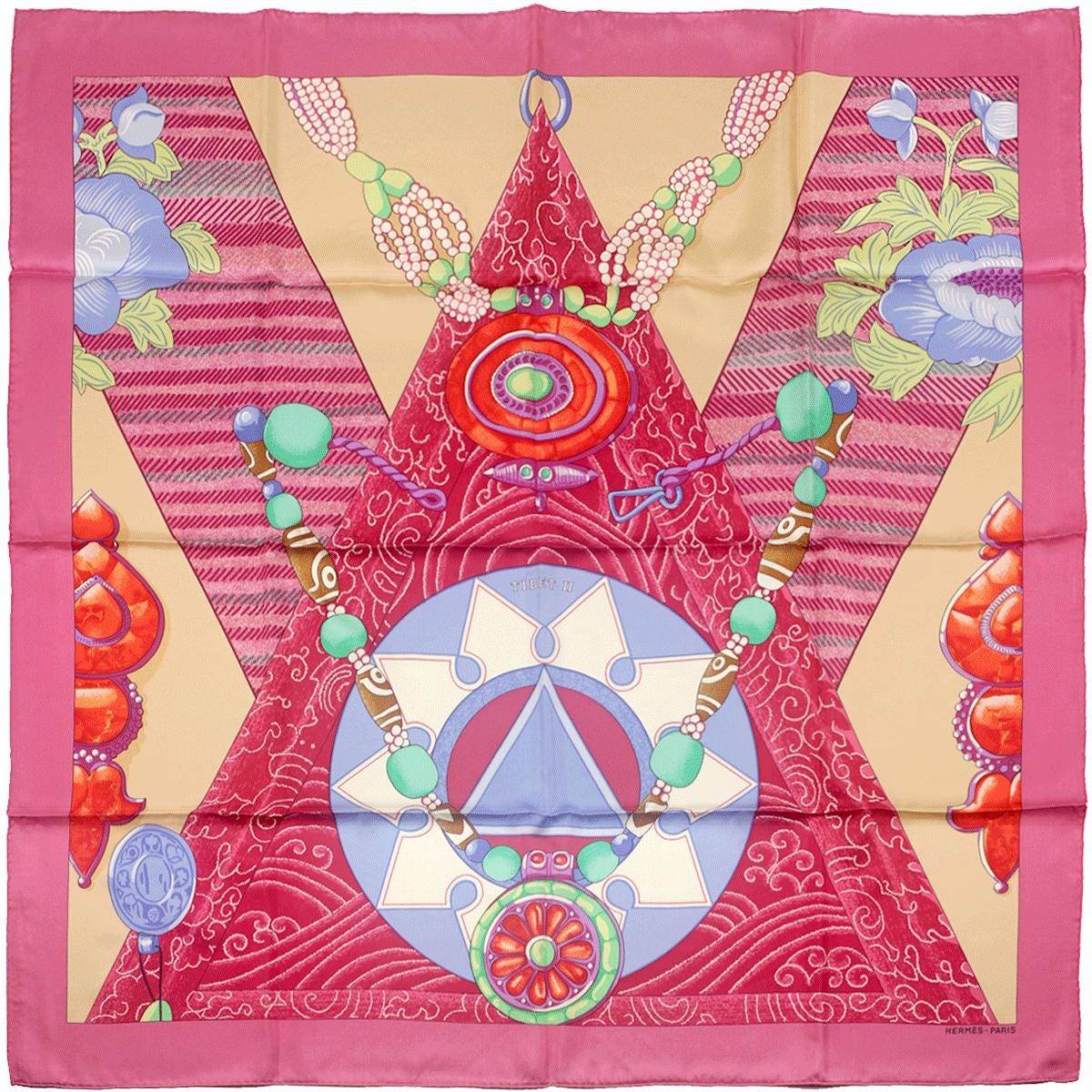 Hermes Scarf "Tibet II" by Caty Latham 90cm Silk | Carre Foulard