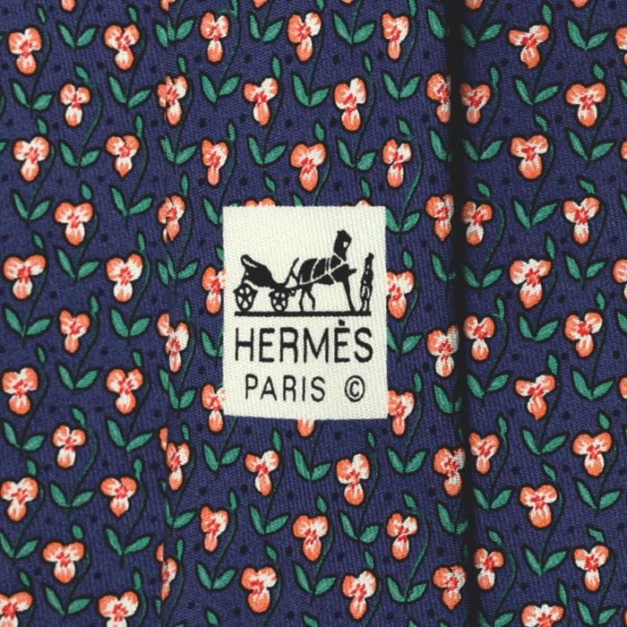 Hermes Men's Silk Tie Floral Pattern 7845 – Exquisite Artichoke
