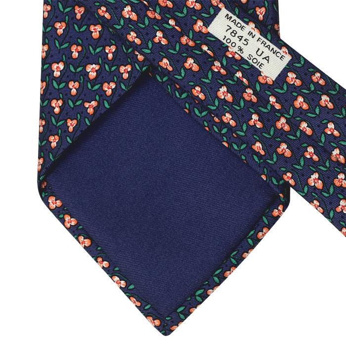 HERMES ♡ ネイビー花柄ネクタイ ‪✿ 未使用品 ✧︎*。 Hermes Men's Silk Tie Floral Pattern 7845 – Exquisite Artichoke