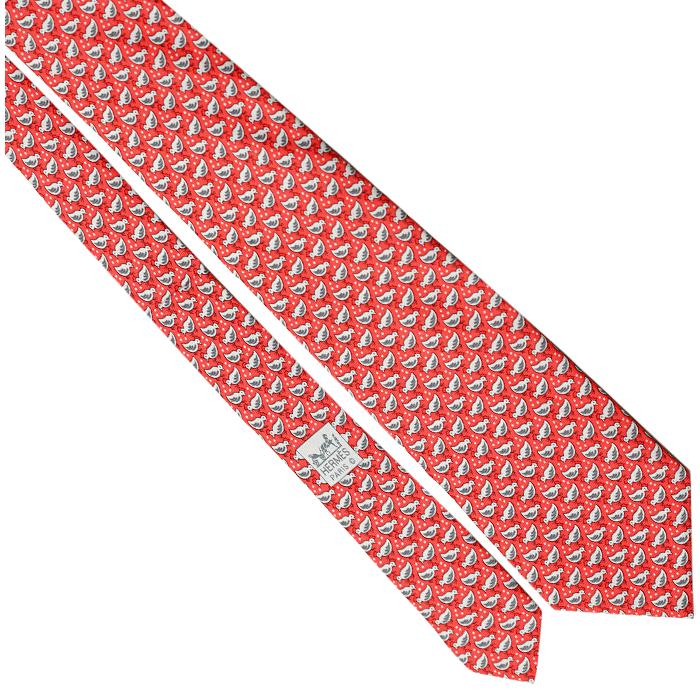 Hermes Men's Silk Tie Whimsical Chicks and Seed Pattern 5180