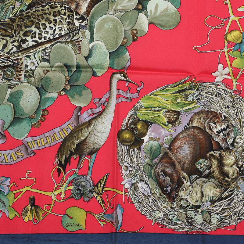 Hermes Scarf "Faune et Flora du Texas" by Kermit Oliver 90cm Silk | GRAIL Carre Foulard