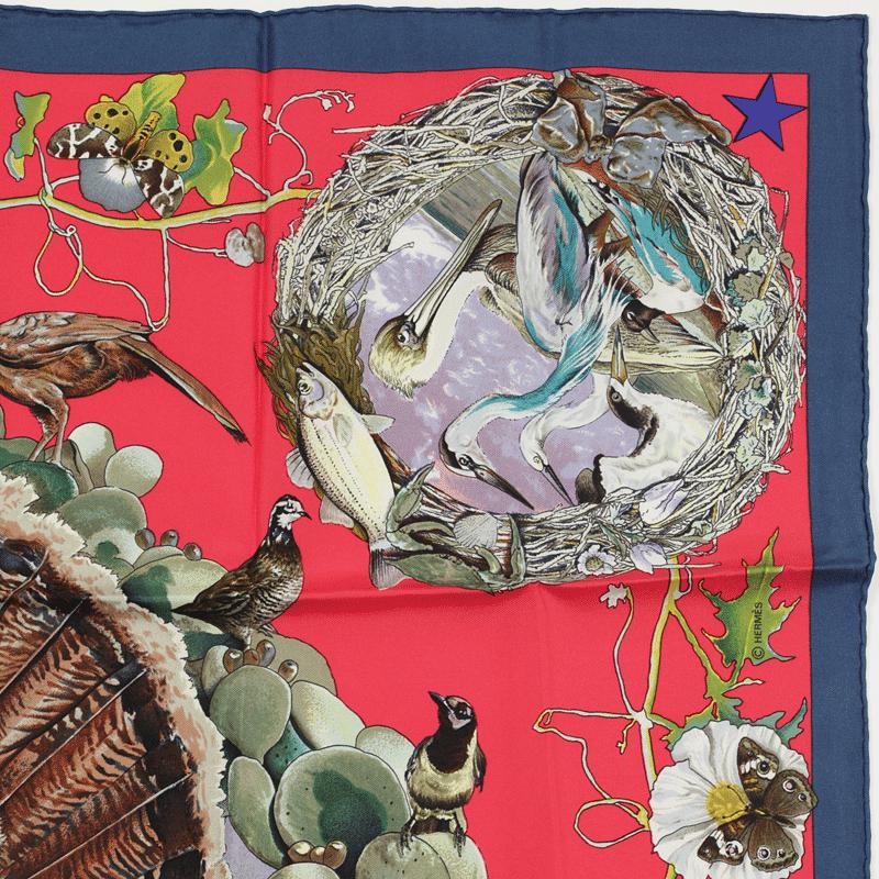 Hermes Scarf "Faune et Flora du Texas" by Kermit Oliver 90cm Silk | GRAIL Carre Foulard