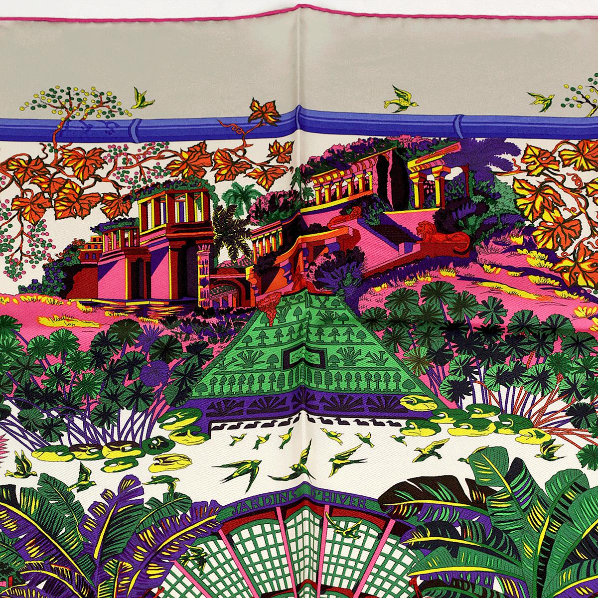 Hermes Scarf "Jardins d'Hiver" by Annie Faivre 90cm Silk | Carre Foulard