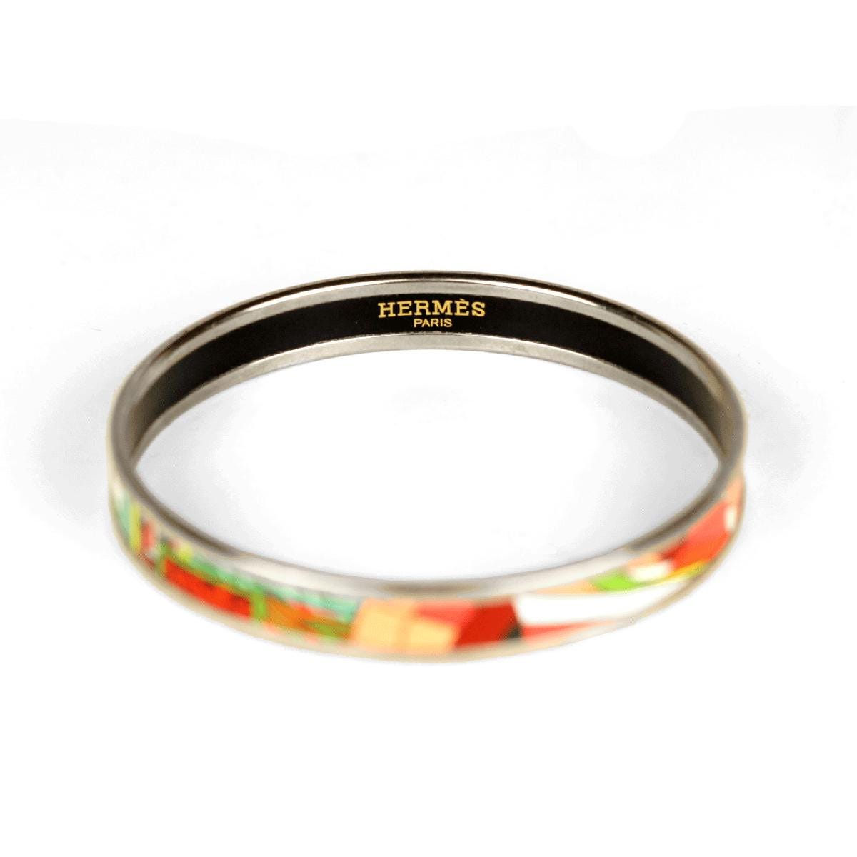 Hermes Bracelet Enamel Palladium Silver 65 Narrow | Bangle SHW