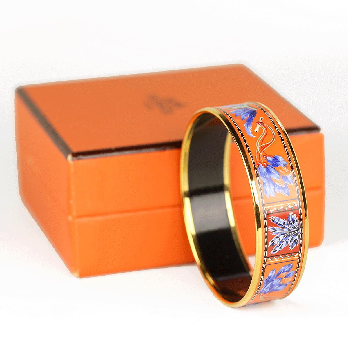 Hermes Bracelet 65 Wide Gold Enamel Brazil | Bangle GHW